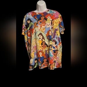 Disney Cake Worthy AOP T-Shirt Sz 2X Belle SnowWhite Moana Pocahontas Cinderella